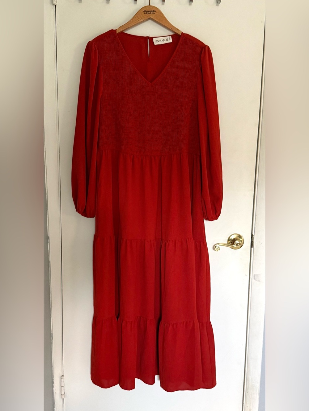 Hanna Nikole Rust V-Neck Tiered Maxi Dress